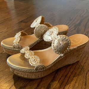 Jack Rogers Leigh Gold Wedge  size 9 NWOT